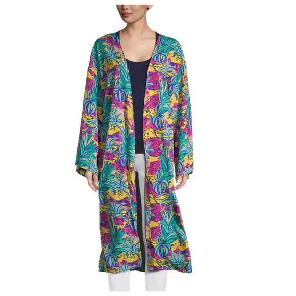 World Market Euphoric Jungle Multicolor Abstract Kimono Colorful Tropical OS - Picture 1 of 11